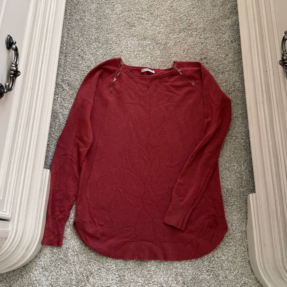 Maternity Pink Clover Deep Red Long Sleeve Sweater Small